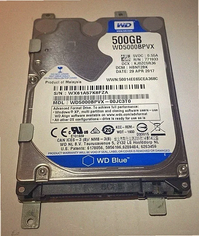Western Digital WD Blue WD5000BPVX 500GB Hard Drive Pre-owned