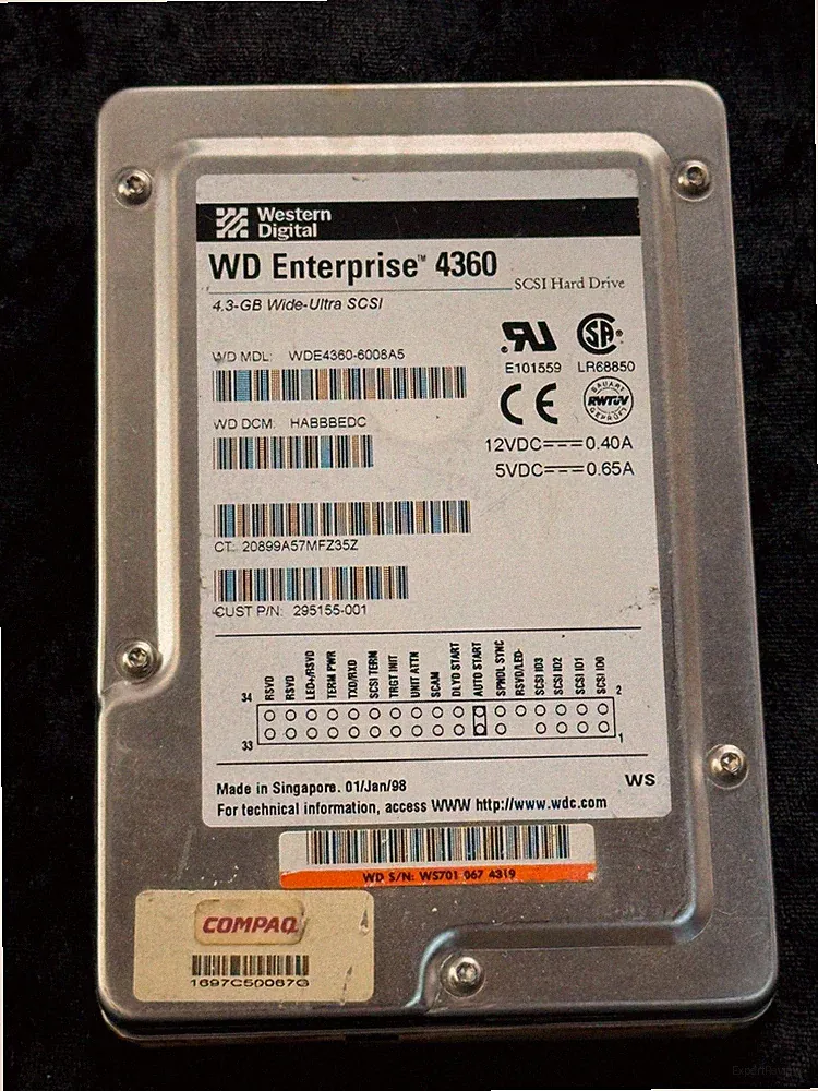 Western Digital WD Enterprise 4360 Hard Drive 4.3 GB Wide Ultra SCSI