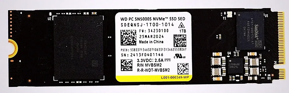 Western Digital WD SN5000S 1TB 2280 M.2 NVMe PCIe4.0x4 SED SSD - SDEQNSJ1T001014