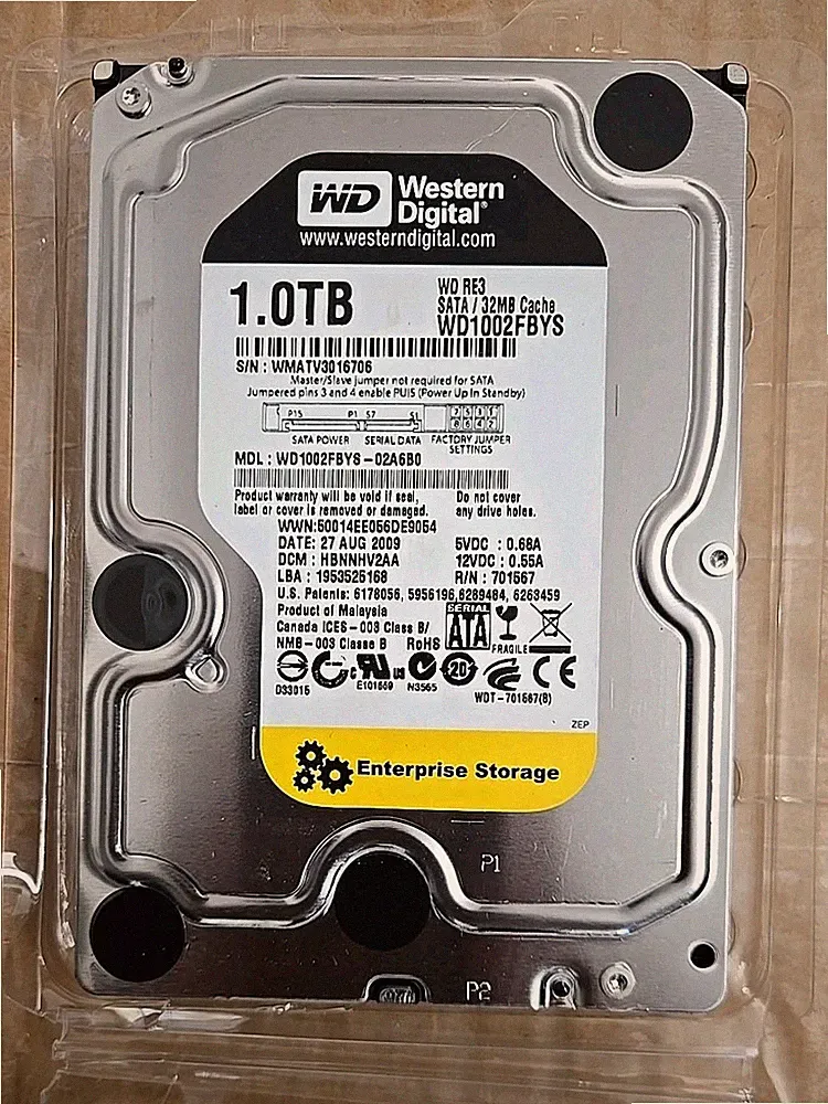 Western Digital-WD1002FBYS 1TB 32MB Cache 7200RPM SATA2 3.5" Hard Drive. Tested.