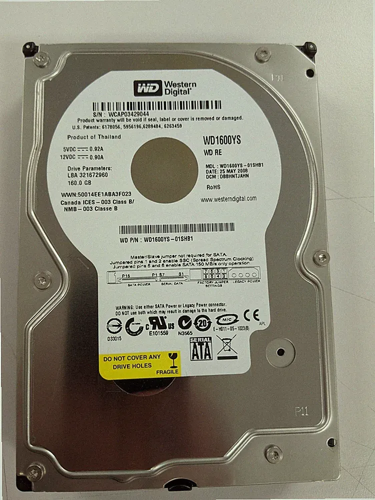 Western Digital WD1600YS-01SHB1 160GB 3.5" SATA Internal Hard Drive Excellent!
