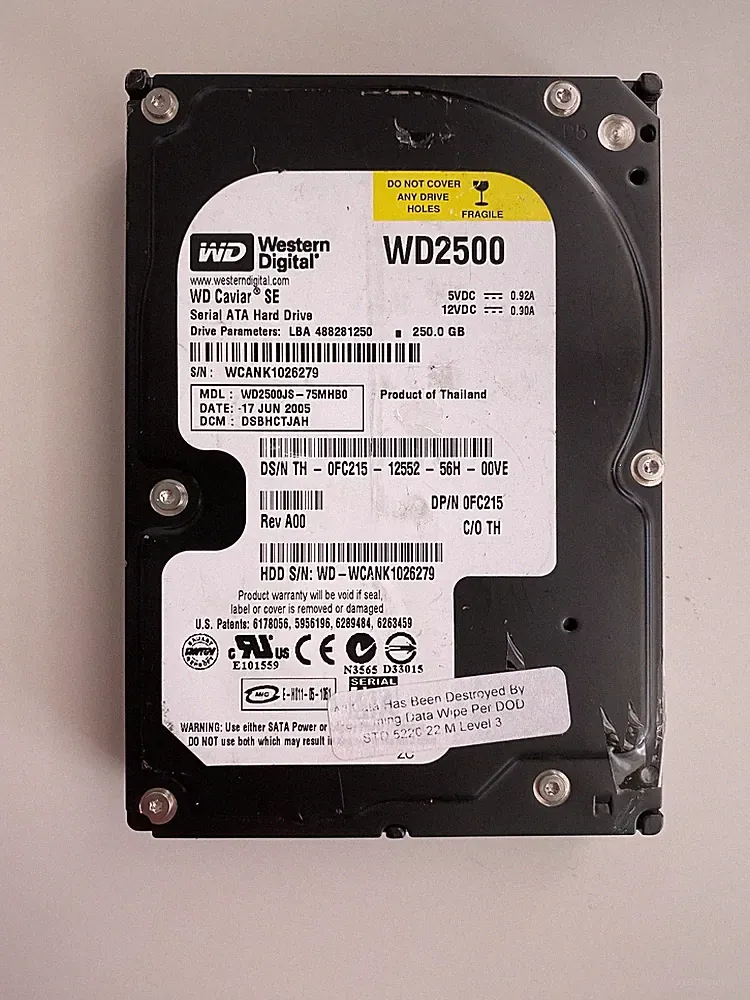 Western Digital WD2500JS-75MHB0 17 June 2005 250GB Serial ATA Hard Drive