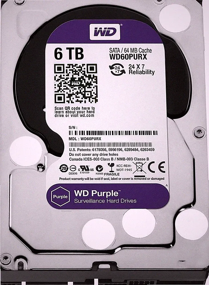 Western Digital WD60PURX 6TB, Hard Drive SATA6 Gb/s 64MB Cache 3.5 Inch(OPENBOX)