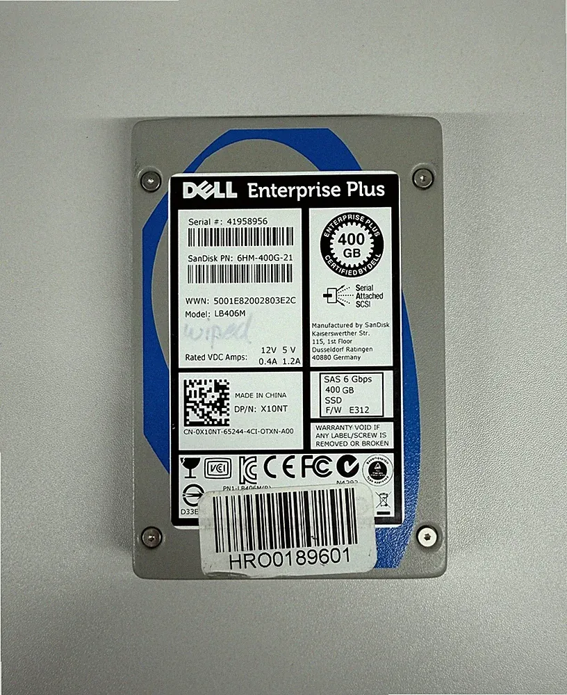 X10NT DELL SANDISK 400GB 6G SAS 2.5" SFF SSD SOLID STATE DRIVE 6HM-400G-21