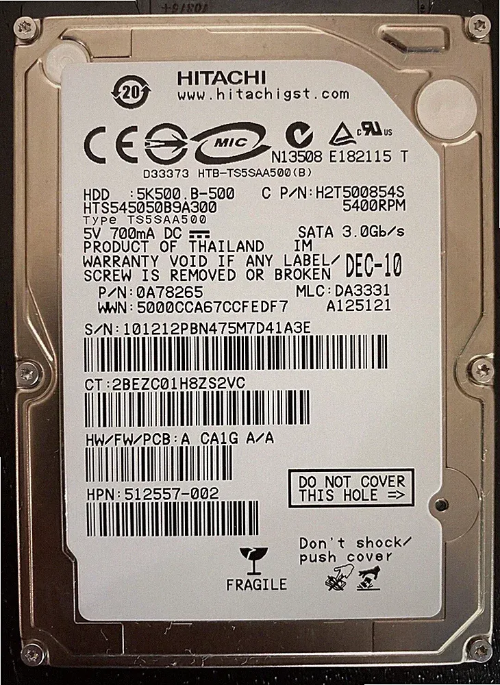 XBOX ONE S SLIM INTERNAL HARD DISK DRIVE Hitachi 500GB REPLACEMENT SATA PART