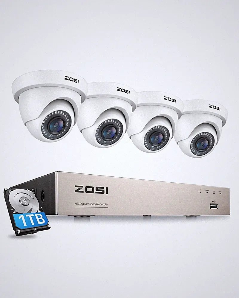 ZOSI H.265 Home Security Camera System 1080p with Hard Drive 1T 8CH 5MP Lite DVR